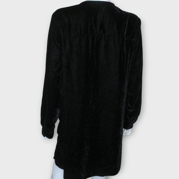 Free People Always Forever Black Velvet Mini Dress Floral Needlepoint Medium - Picture 3 of 6